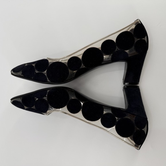 Herbert Levine Vintage 1960's Black Clear Balloon Pumps Women's Size 9.5 AA Rare - Picture 7 of 10